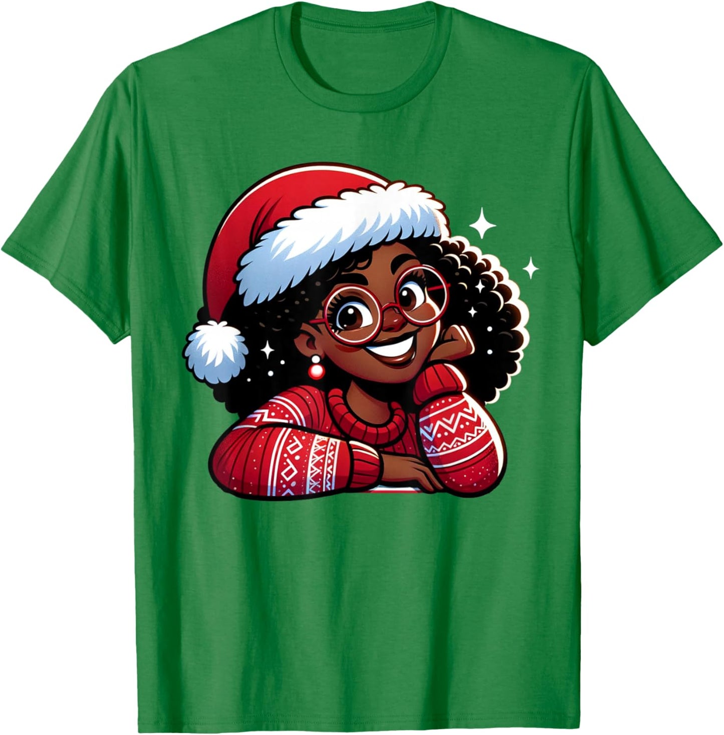 African American Merry Christmas African Black Women Girls T-Shirt - T-Shirt | Irish Green