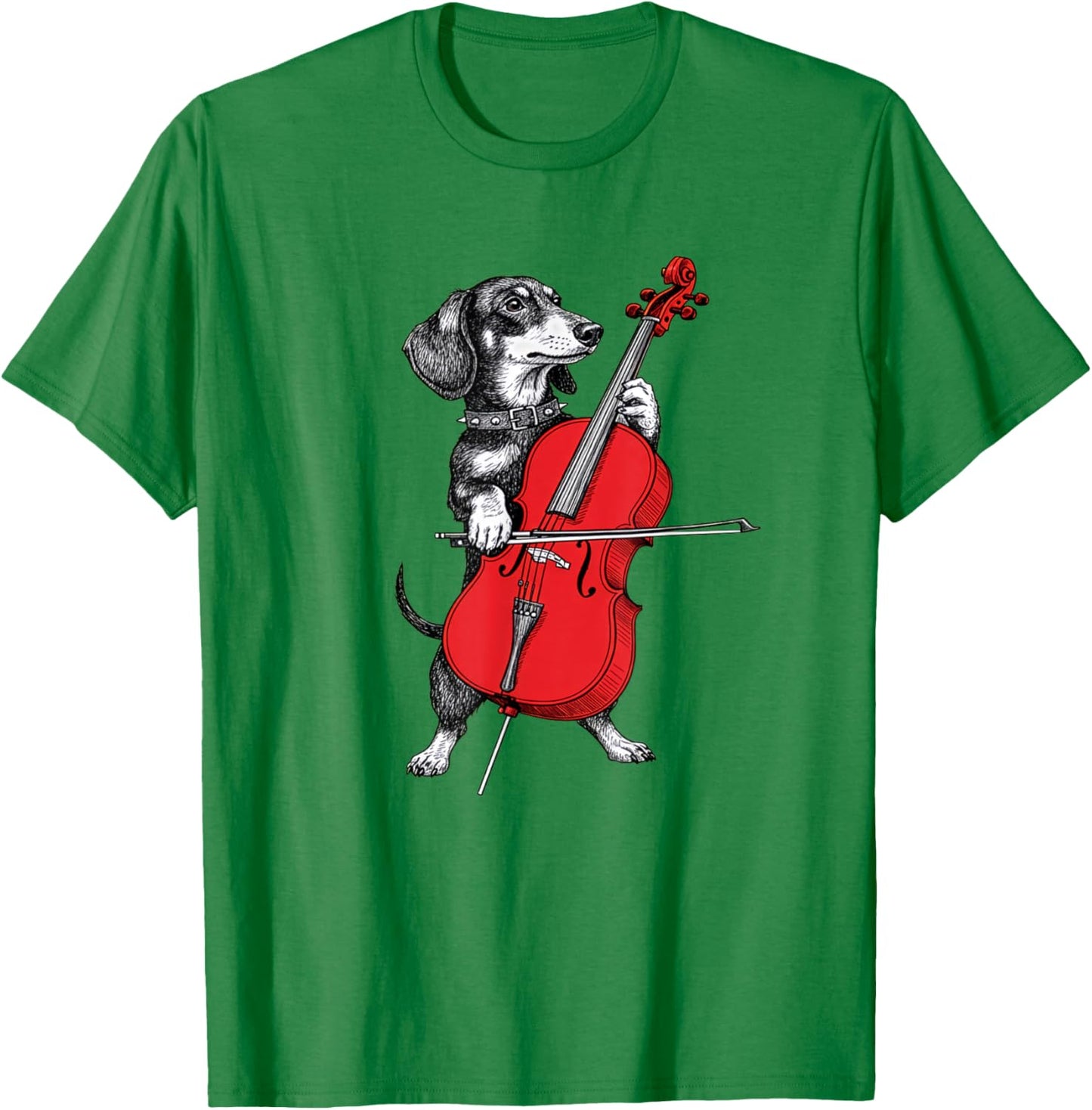 Dachshund Weenie Playing Cello Musician Player T-Shirt - T-Shirt | Irish Green