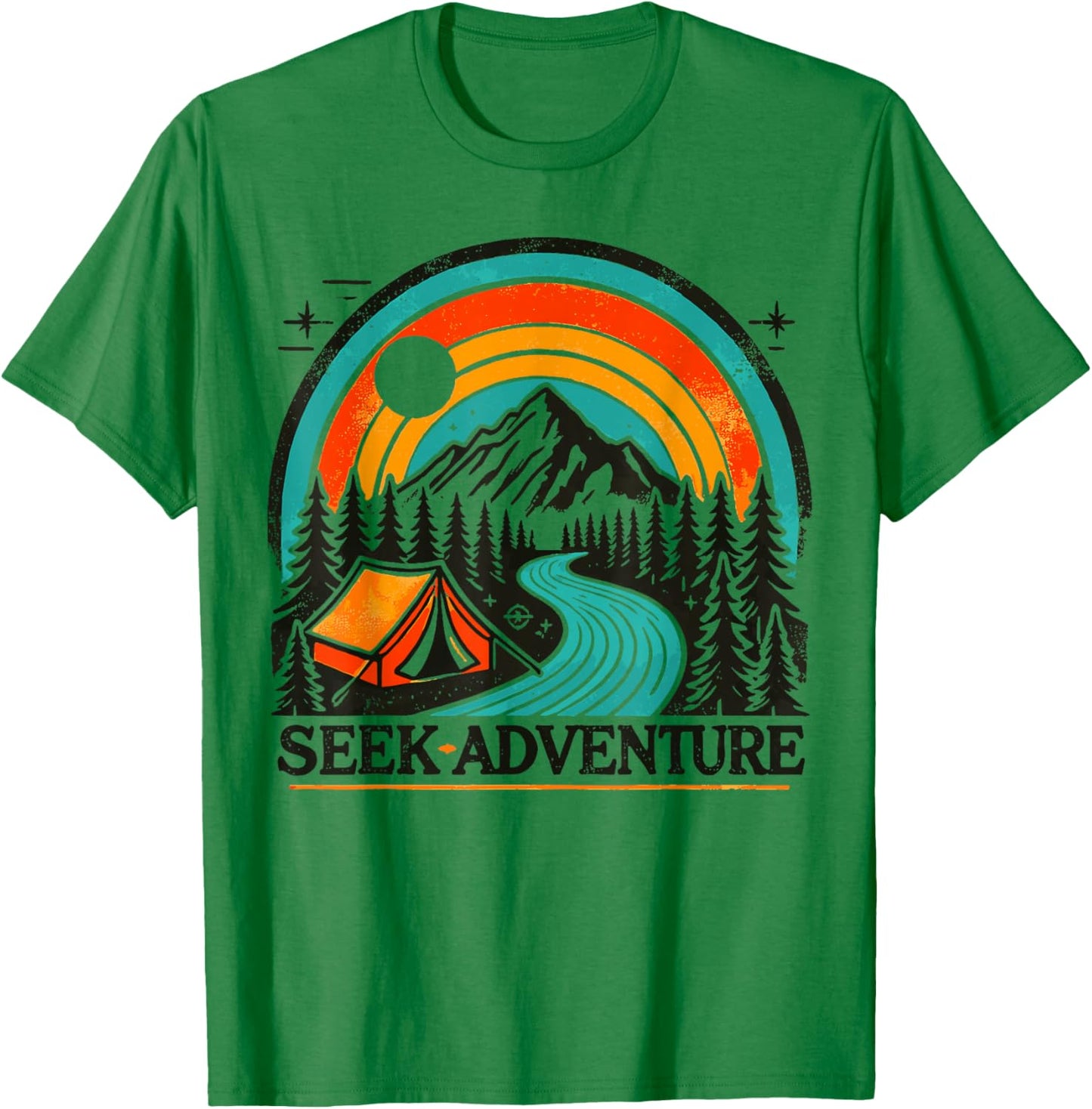 Seek Adventure Graphic Explore the Outdoors & Camping Fun T-Shirt - T-Shirt | Irish Green