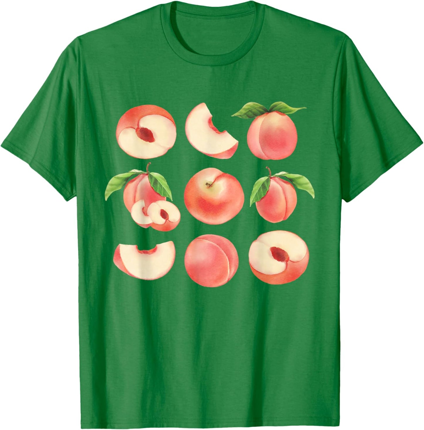 Vintage Peaches Graphic Cute Women Summer Fruit T-Shirt - T-Shirt | Irish Green
