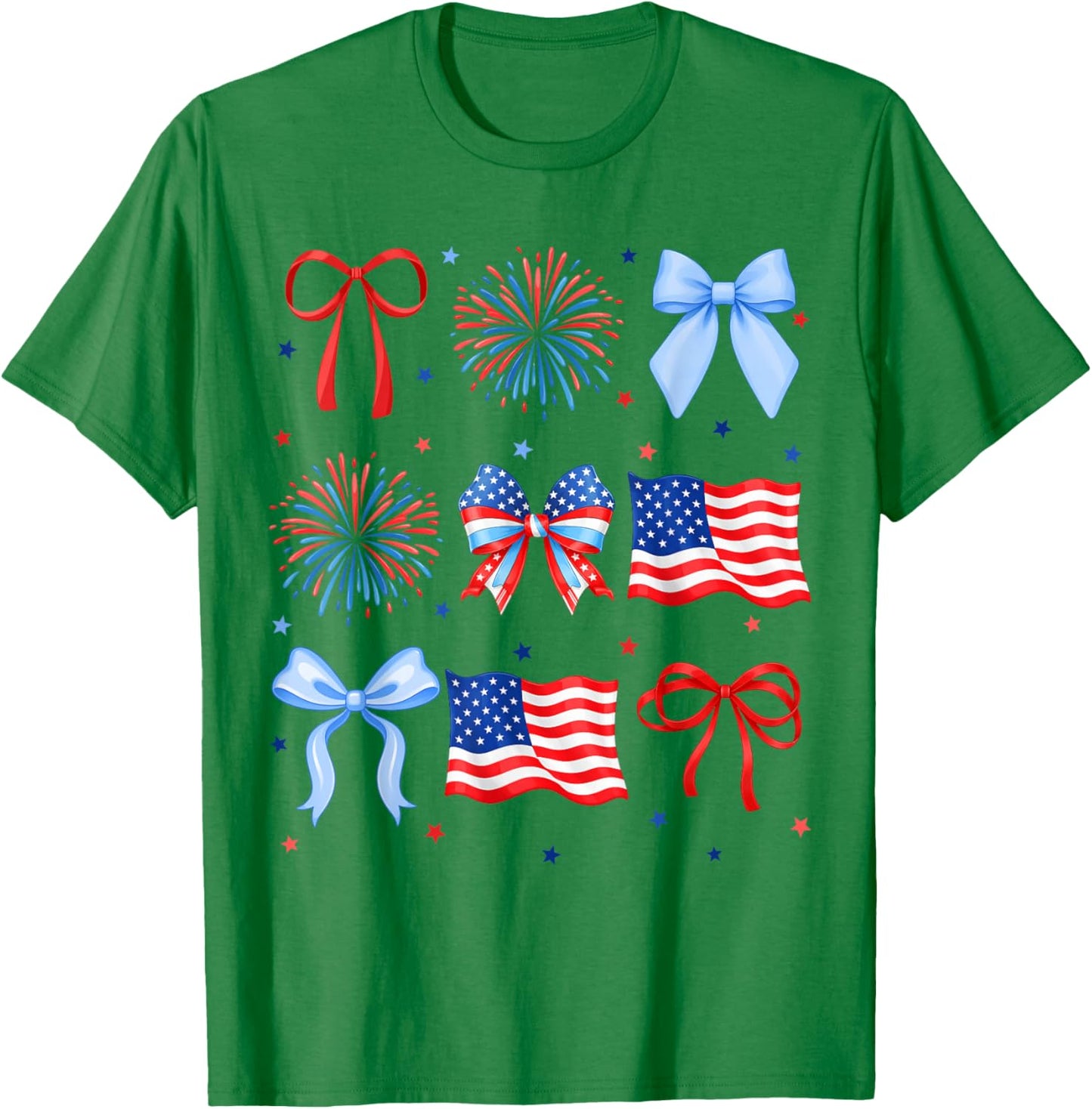 4th of July USA Flag Coquette Firework US America Women Girl T-Shirt - T-Shirt | Irish Green