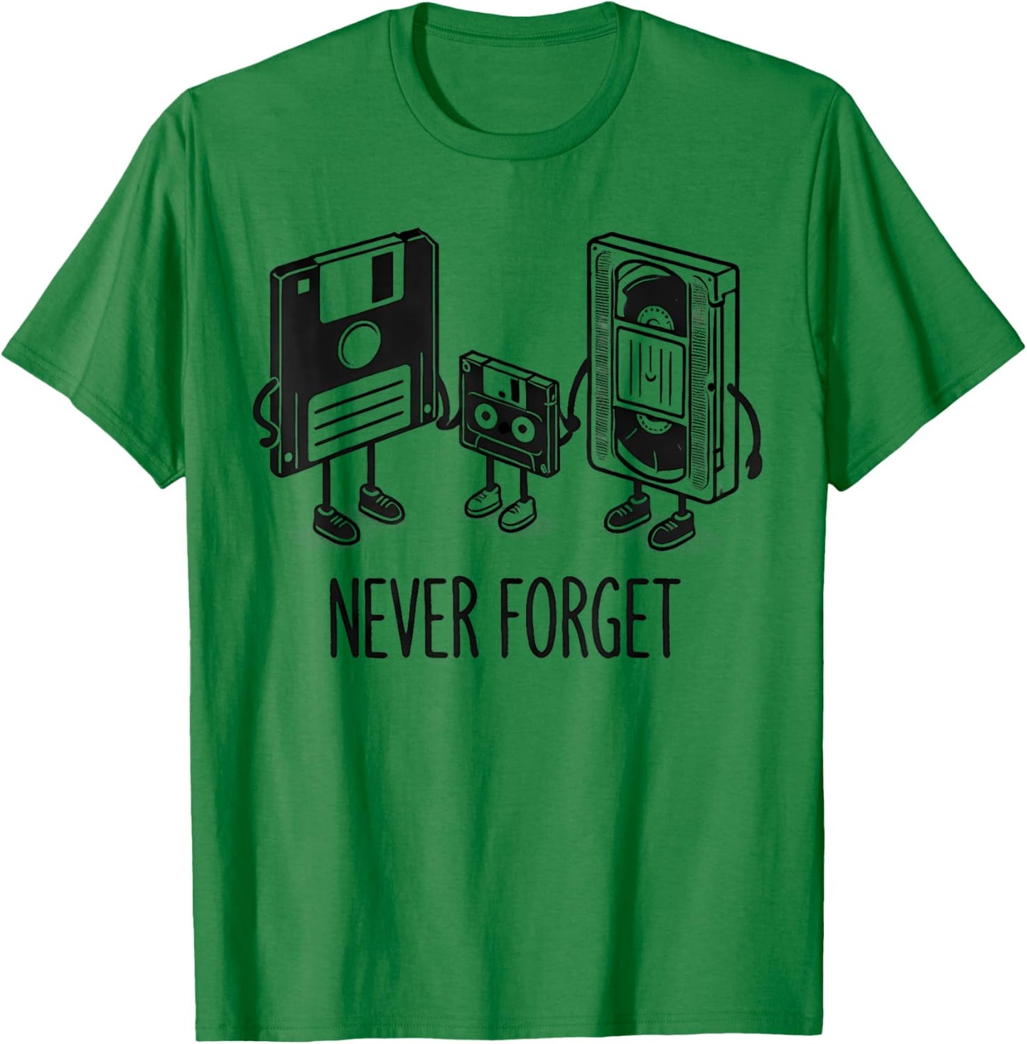 Retro Never Forget Floppy Disk Cassette T-Shirt - T-Shirt | Irish Green