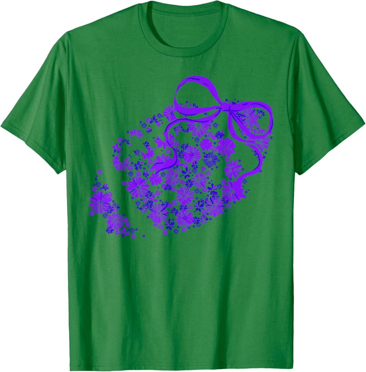 Floral Football Game Day Girly Coquette Team Spirit Purple T-Shirt - T-Shirt | Irish Green