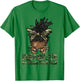 Loc'd Hair Messy Bun Black Woman Girl Camo Unbothered T-Shirt - T-Shirt | Irish Green