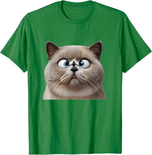 Funny Cross Eyed British Shorthair Cat Women Kids T-Shirt - T-Shirt | Irish Green