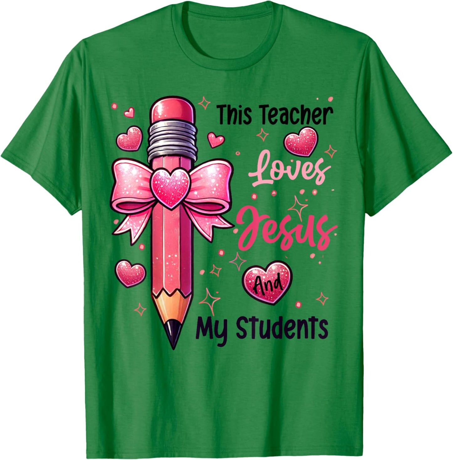 Christian Valentine This Teacher Loves Jesus And My Students T-Shirt - T-Shirt | Irish Green