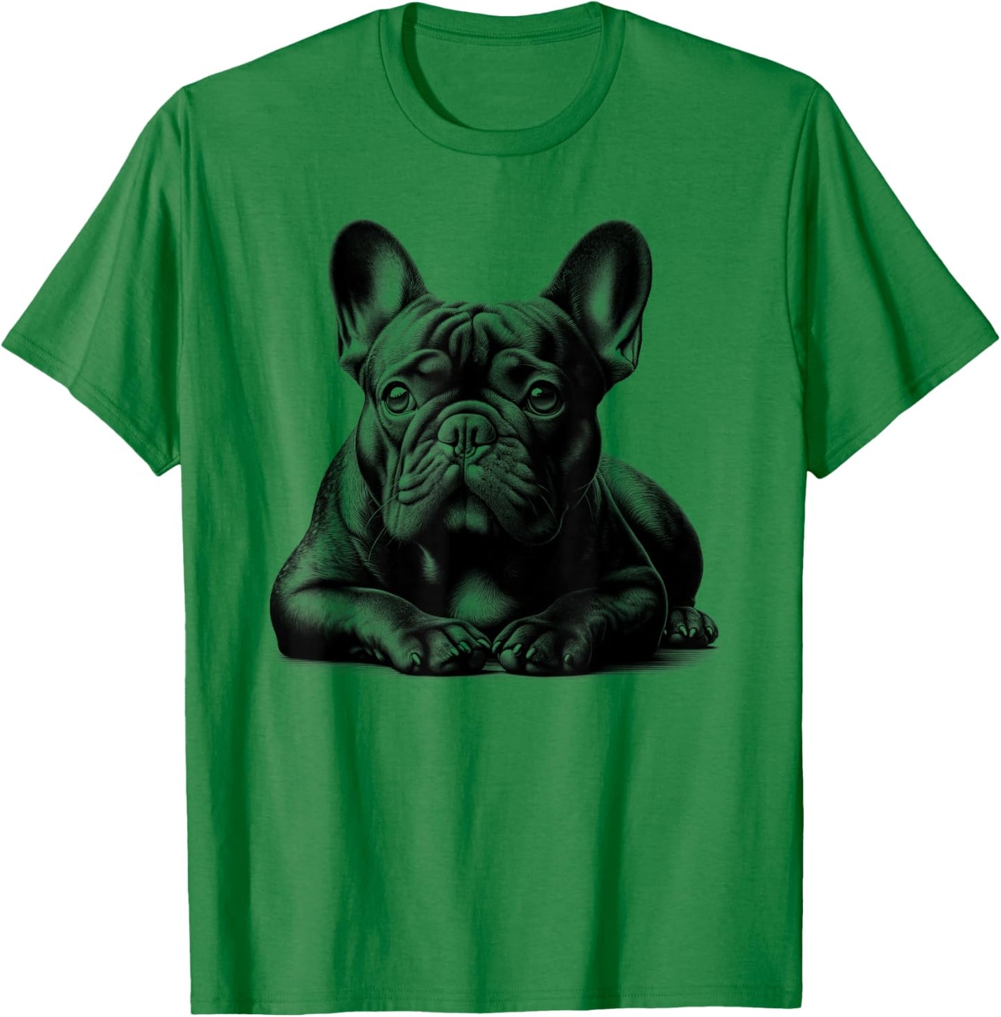 Cute French Bulldog in Lying Pose T-Shirt - T-Shirt | Irish Green