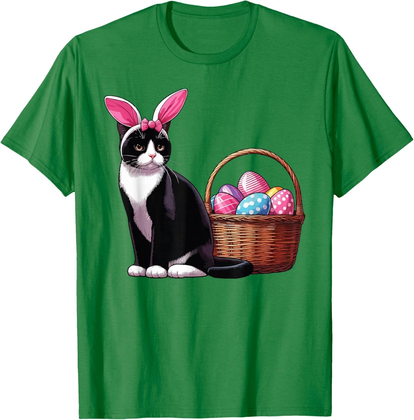 Cat Ears Bunny Eggs Funny Easter Day Cute Cat Lovers Costume Women Kids T-Shirt - T-Shirt | Irish Green