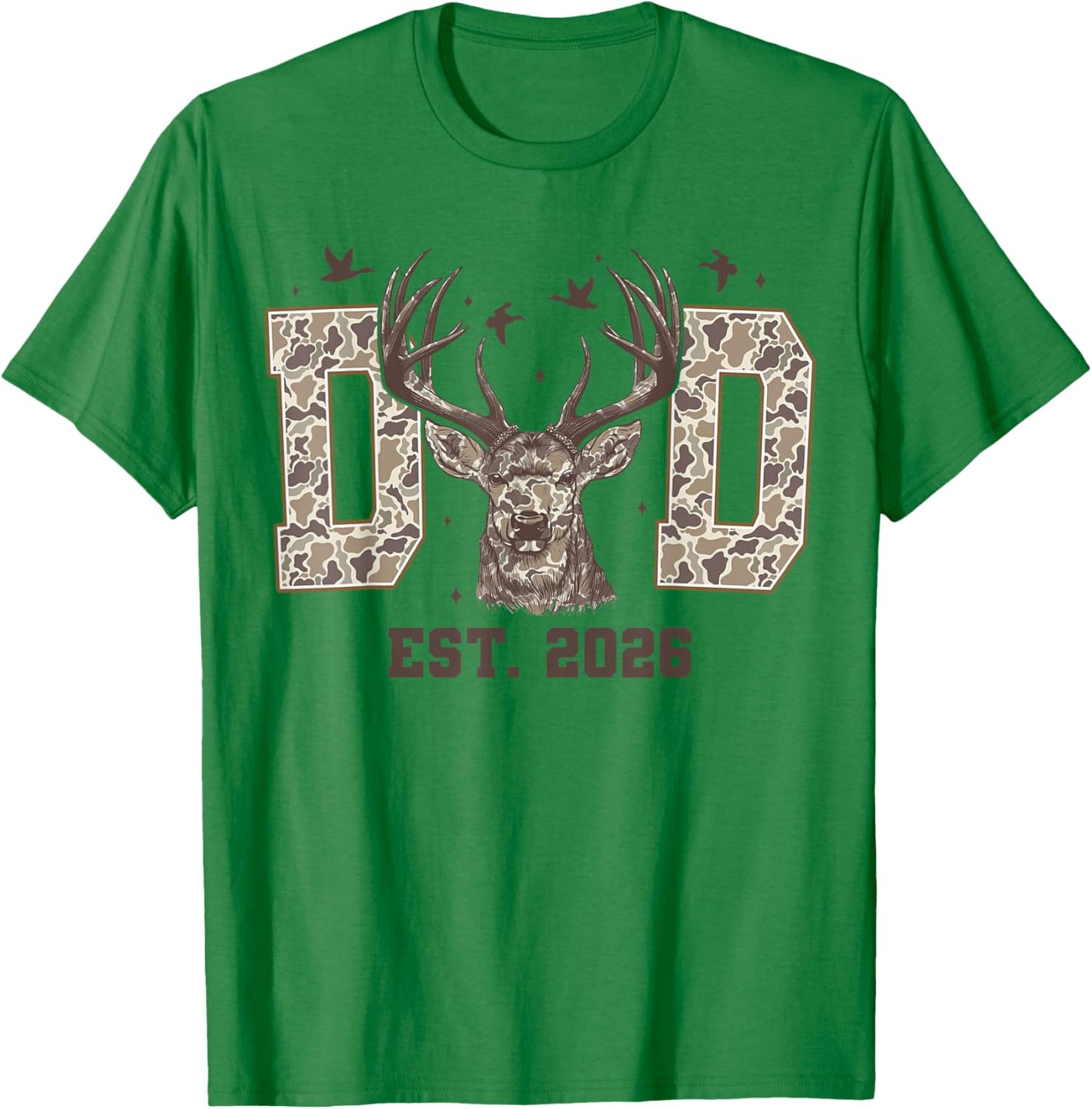 Dad EST 2026 Camo Deer Hunting Promoted to Dad Father's Day T-Shirt - T-Shirt | Irish Green