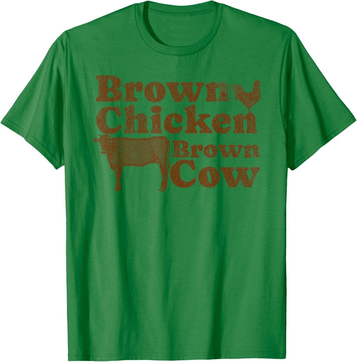 Brown Chicken Brown Cow 1970s Music Bow Chicka Wow Wow Joke T-Shirt - T-Shirt | Irish Green