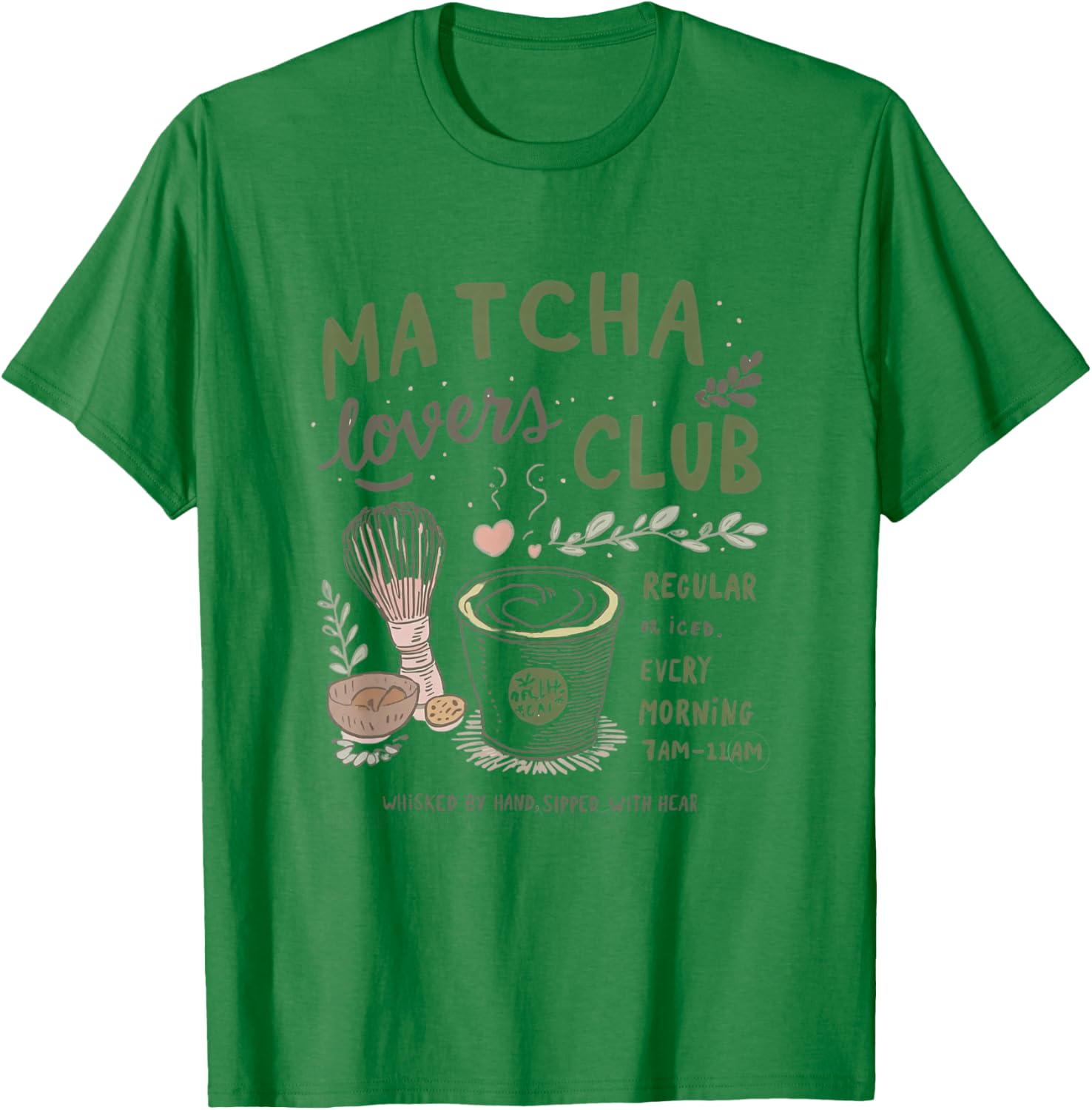 Matcha Lovers Club, Cute Matcha Latte & Whisk for Tea Fans T-Shirt - T-Shirt | Irish Green