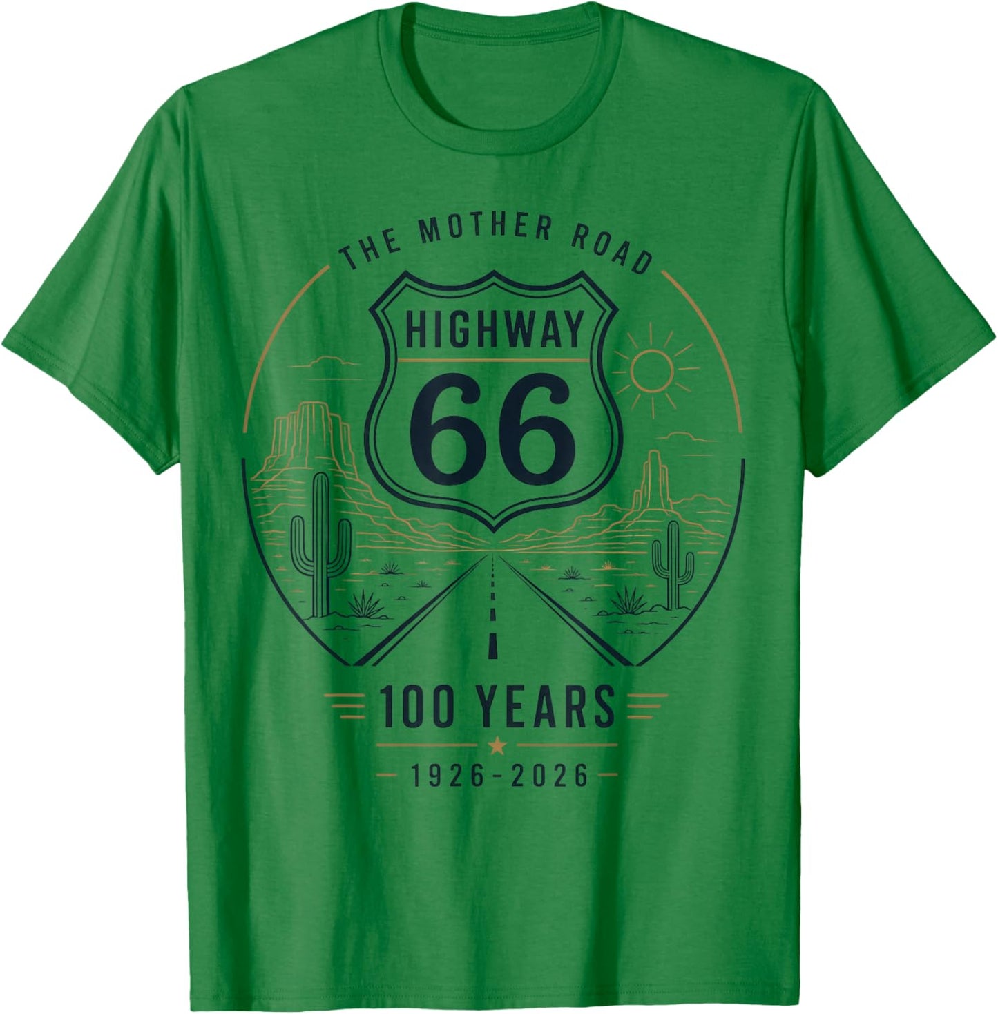 Vintage Highway 66 100 Year Centennial Anniversary Souvenir T-Shirt - T-Shirt | Irish Green
