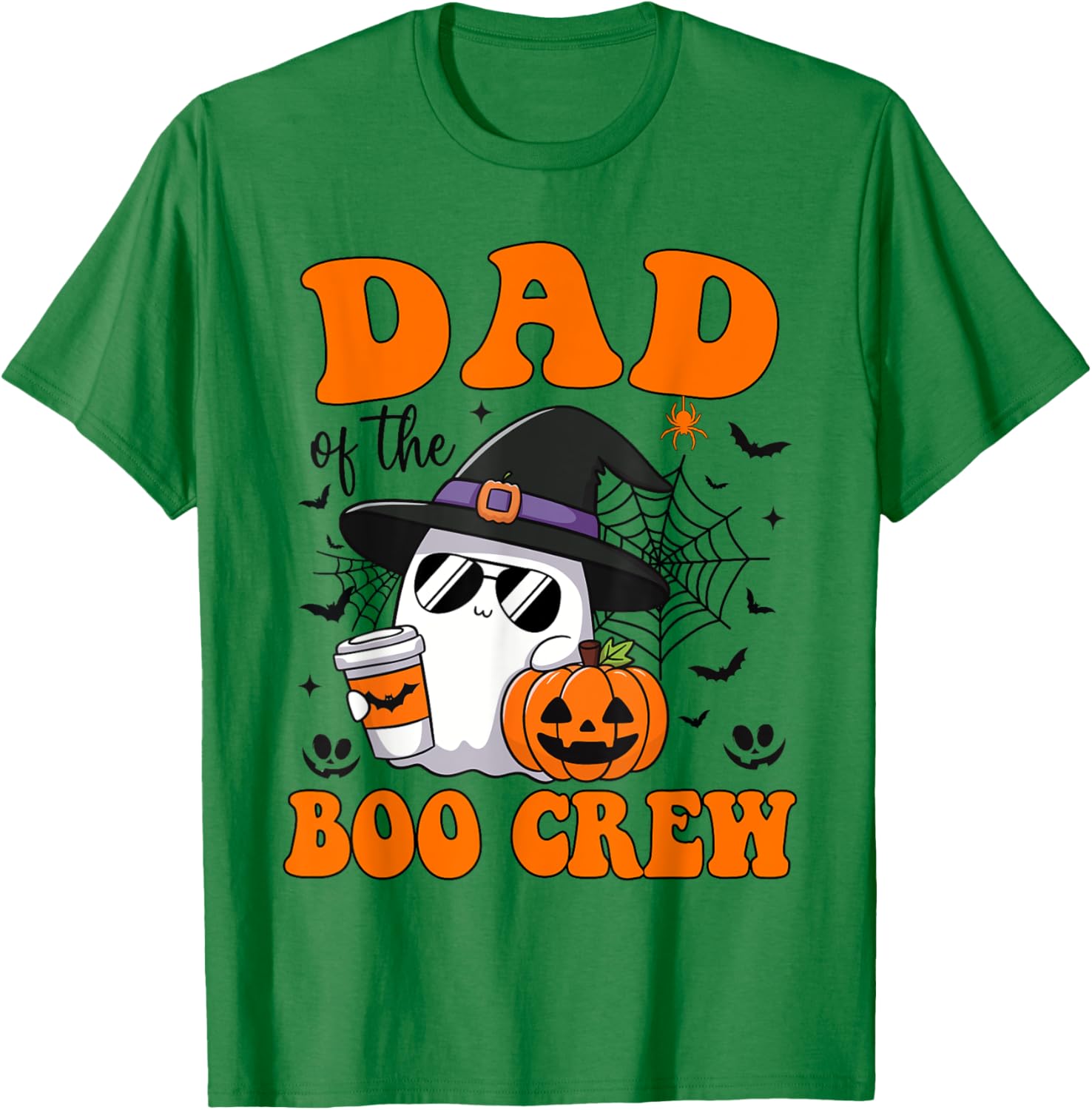 Dad Boo Crew Groovy Ghost Matching Family Halloween T-Shirt - T-Shirt | Irish Green