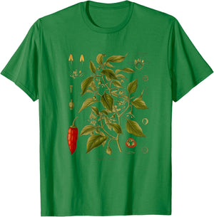 Vintage Botanical chili red peppers Garden Botany T-Shirt - T-Shirt | Irish Green