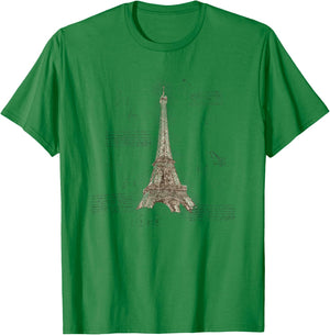 Eiffelturm Vintage Blueprint Retro Paris Liebhaber Geschenk T-Shirt - T-Shirt | Irish Green