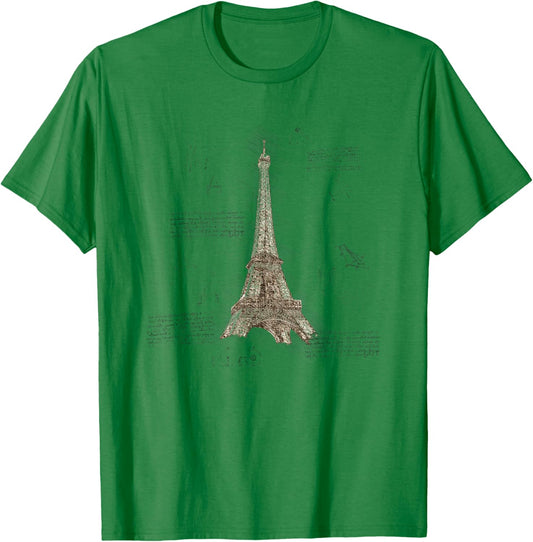 Eiffelturm Vintage Blueprint Retro Paris Liebhaber Geschenk T-Shirt - T-Shirt | Irish Green