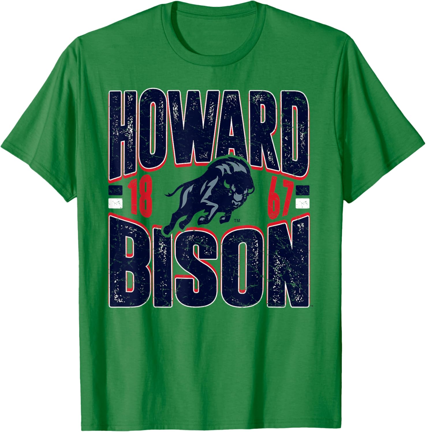 Howard Bison Vintage 90's Retro Gray Officially Licensed T-Shirt - T-Shirt | Irish Green