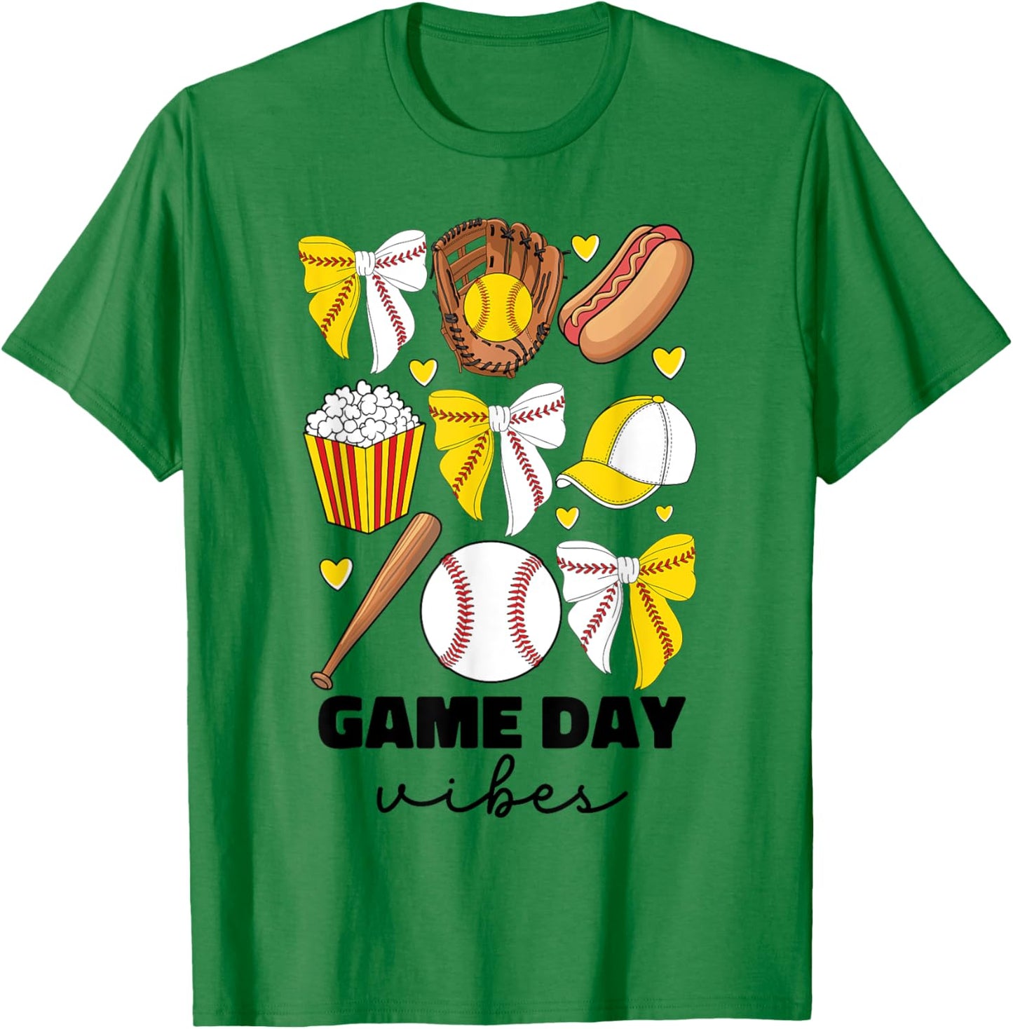 Baseball And Softball Mom Game Day Vibes Coquette Bow Women T-Shirt - T-Shirt | Irish Green