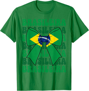Brasileira Coquette Bow Brazil Brasil Cute Brazilian Girl T-Shirt - T-Shirt | Irish Green