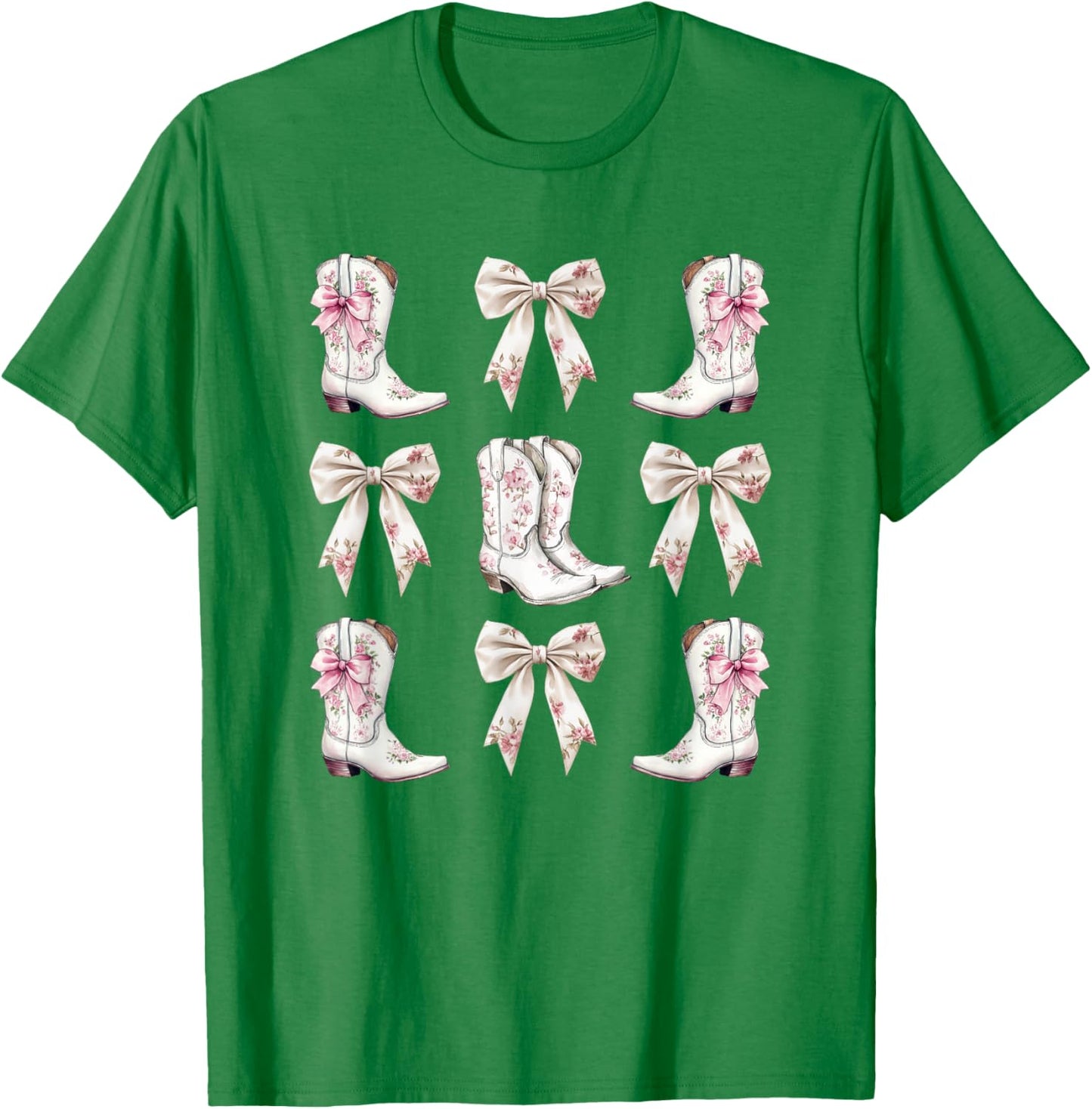 Cowgirl Pink toile coquette bows T-Shirt - T-Shirt | Irish Green