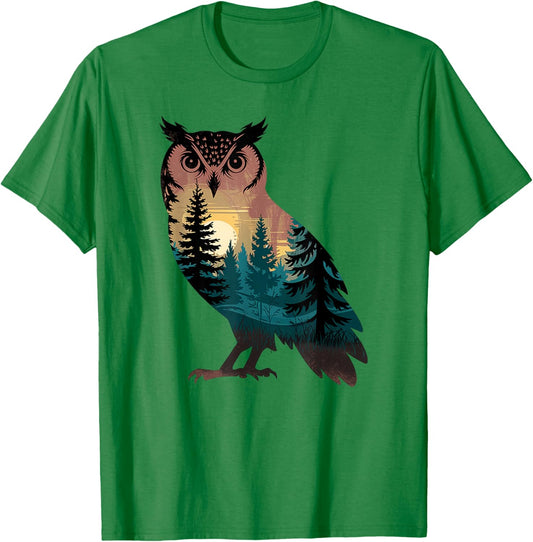 Owl Hunting Hiking Outdoor Camping Forest Men Women Owl T-Shirt - T-Shirt | Irish Green