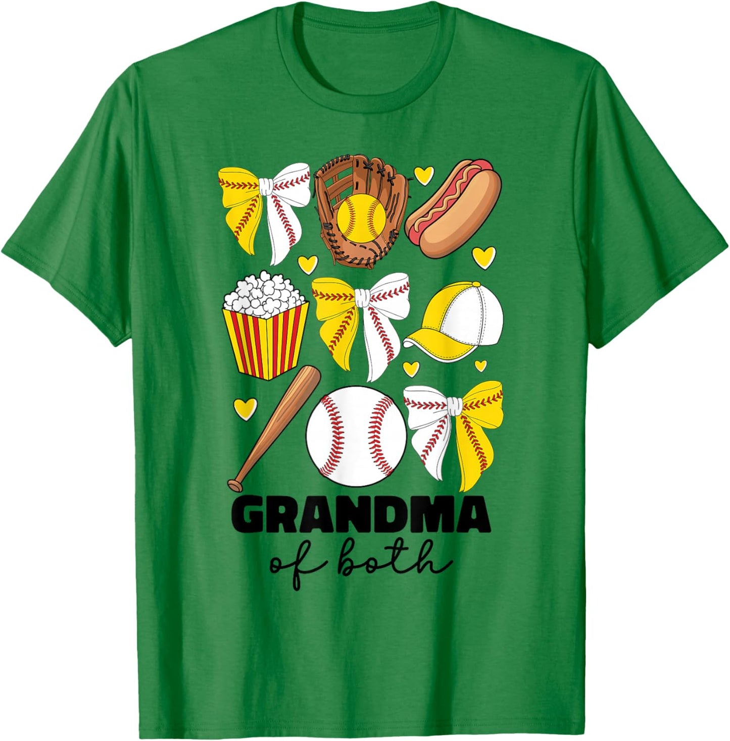 Grandma Of Both Baseball And Softball Grandma Coquette Bow T-Shirt - T-Shirt | Irish Green