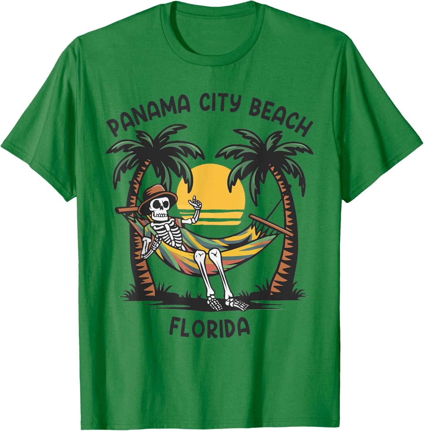 Vintage Panama City Beach Florida Palms FL Sunset Funny Men Women T-Shirt - T-Shirt | Irish Green
