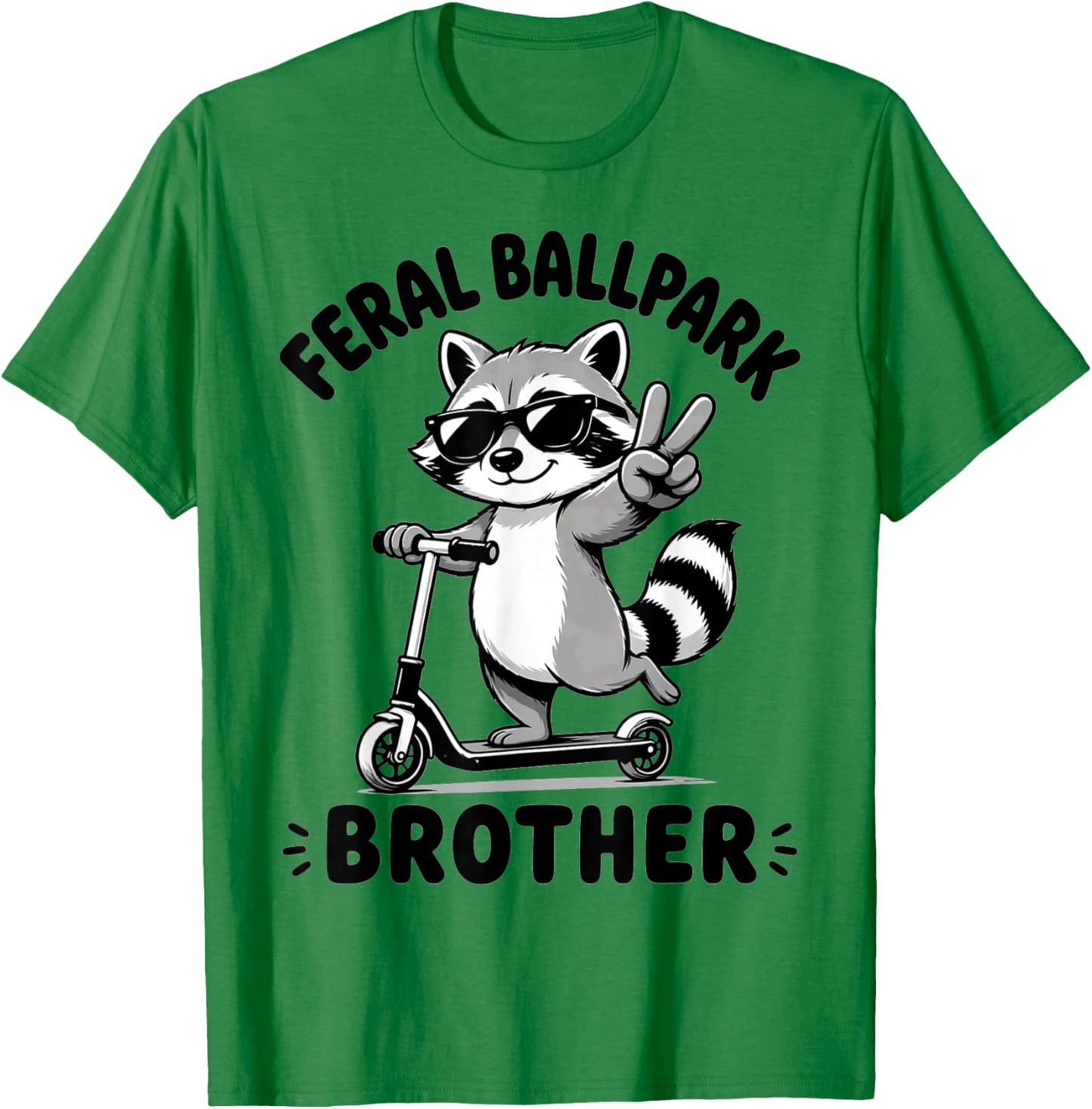 Raccoon and Scooter Feral Ballpark Brother Ballfield Sibling T-Shirt - T-Shirt | Irish Green