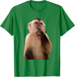 Funny Thinking Monkey Meme Sarcastic T-Shirt - T-Shirt | Irish Green