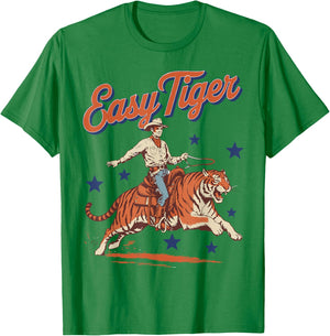Vintage Easy Tiger Cowboy Western Country Cute Rodeo T-Shirt - T-Shirt | Irish Green