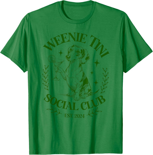 Dachshund Weenie Tini Social Club Lover funny Weiner Dog Women T-Shirt - T-Shirt | Irish Green