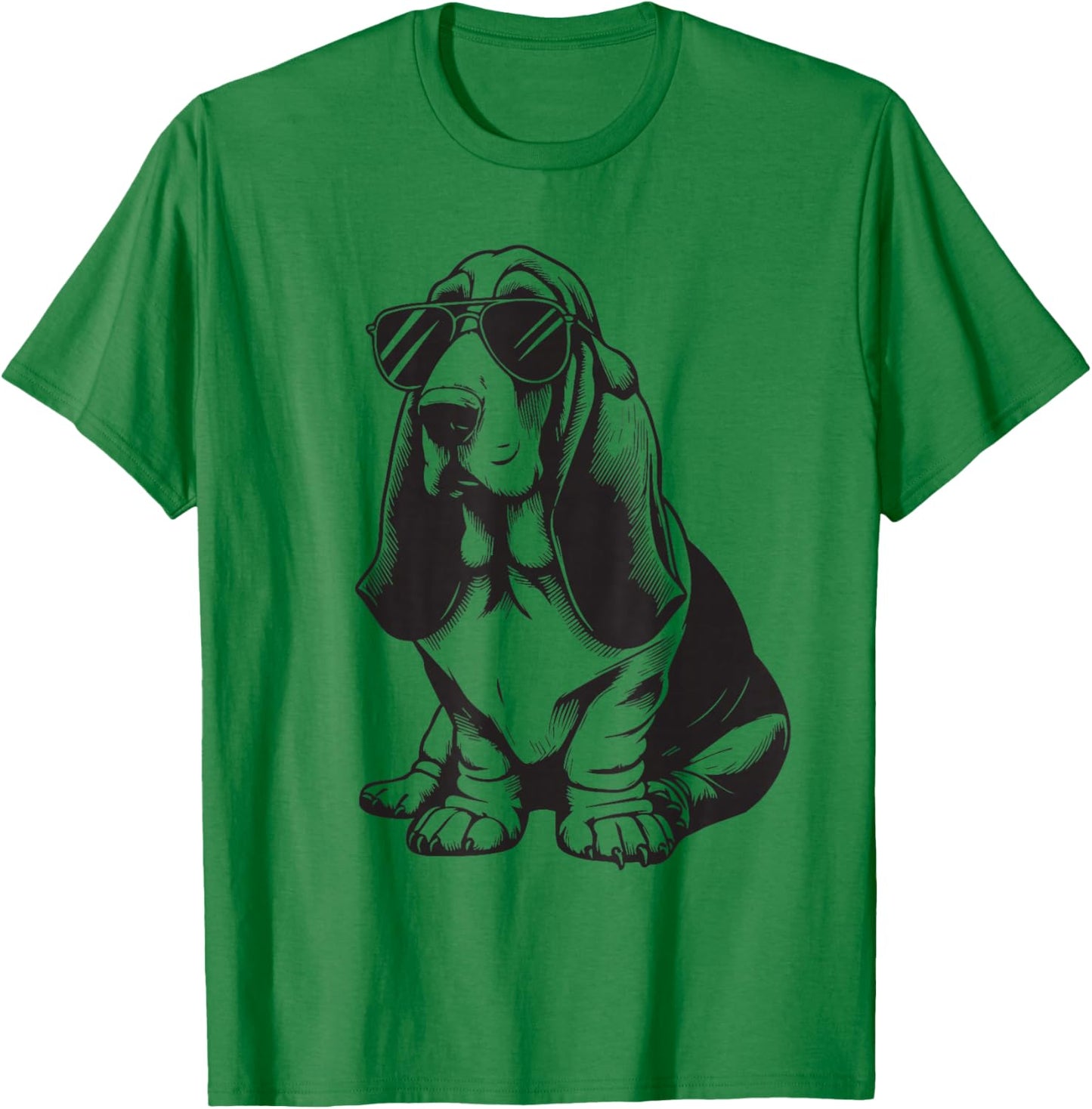 Dog Basset Fun with Sunglasses T-Shirt - T-Shirt | Irish Green