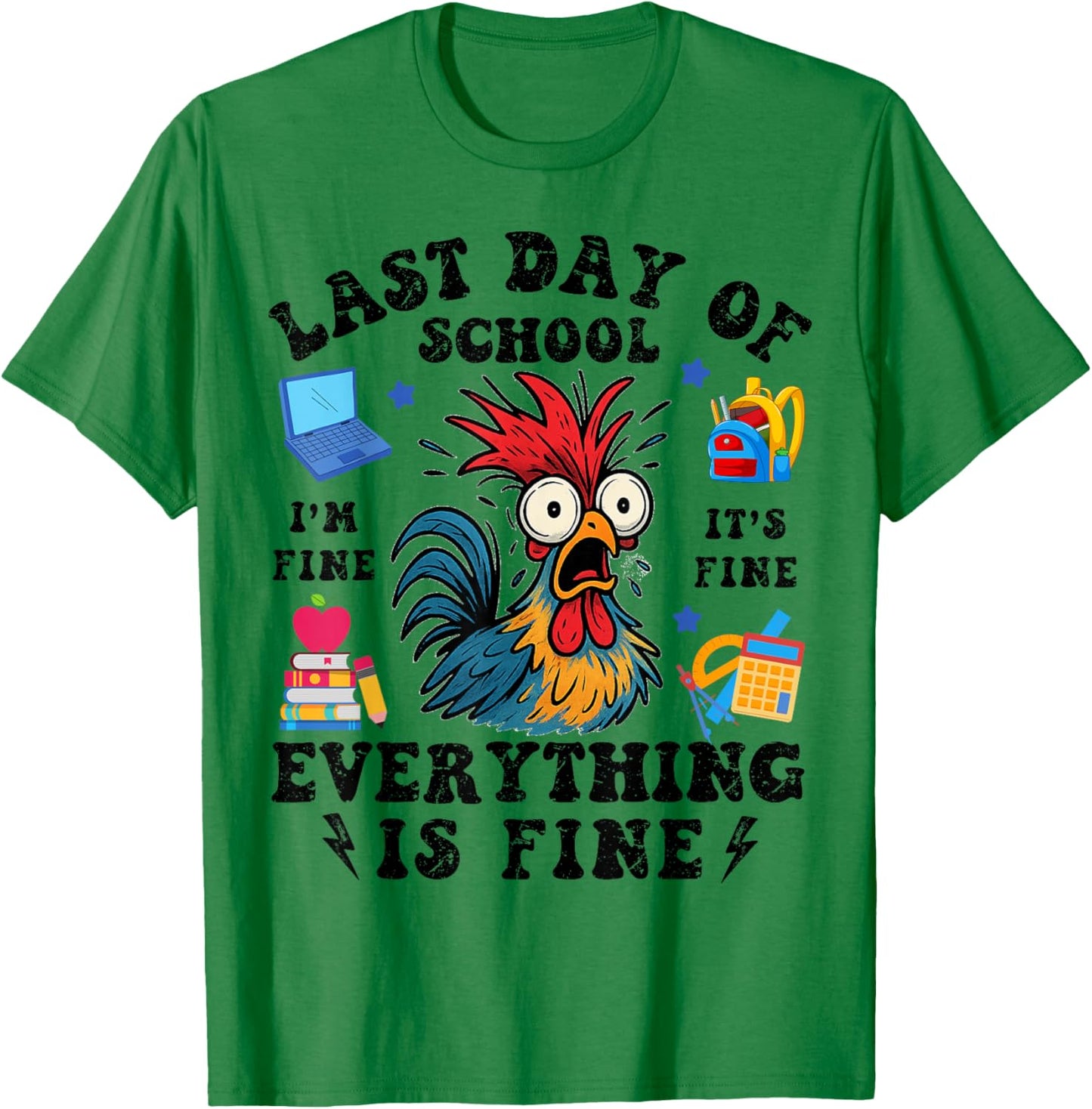 Funny Last Day Of School 2025 I Survived Funny Chicken Kids T-Shirt - T-Shirt | Irish Green