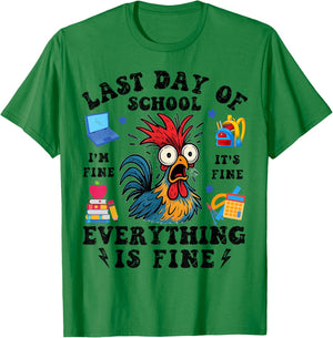 Funny Last Day Of School 2025 I Survived Funny Chicken Kids T-Shirt - T-Shirt | Irish Green
