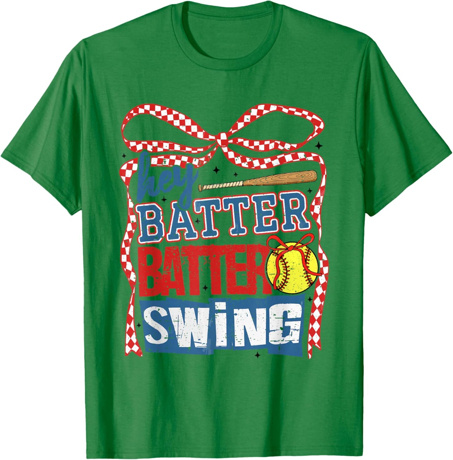 Retro Softball Hey Batter Batter Swing Game Day Softball Mom T-Shirt - T-Shirt | Irish Green