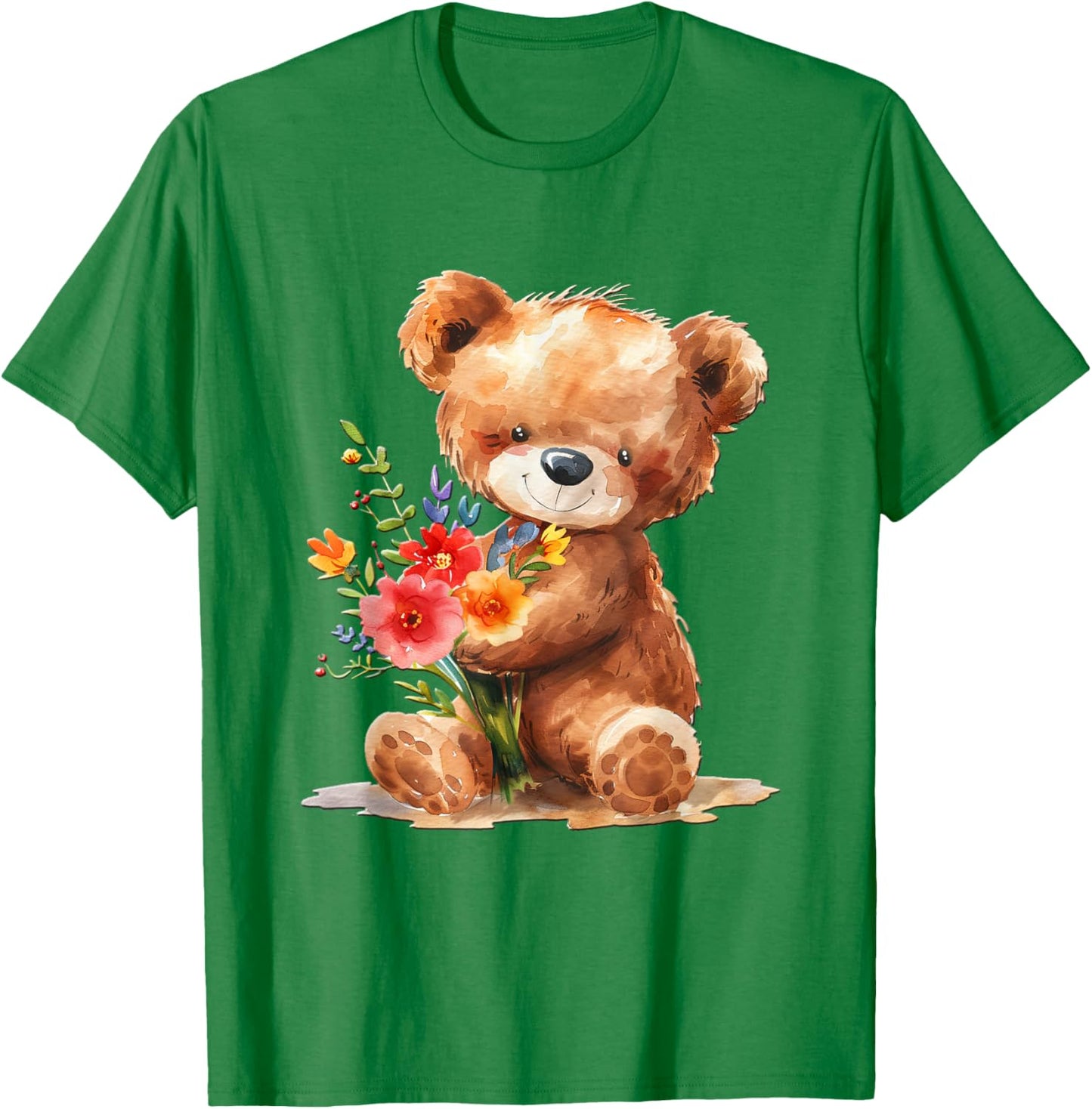 Baby Bear with Flowers Cute Lil Bears snugglebear Daughter T-Shirt - T-Shirt | Irish Green