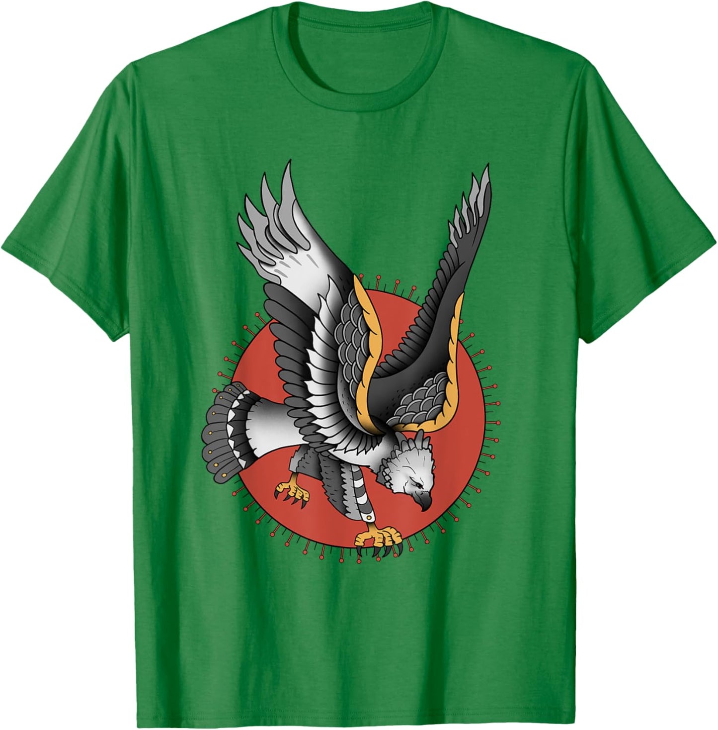 Vintage American Traditional Harpy Eagle Tattoo T-Shirt - T-Shirt | Irish Green