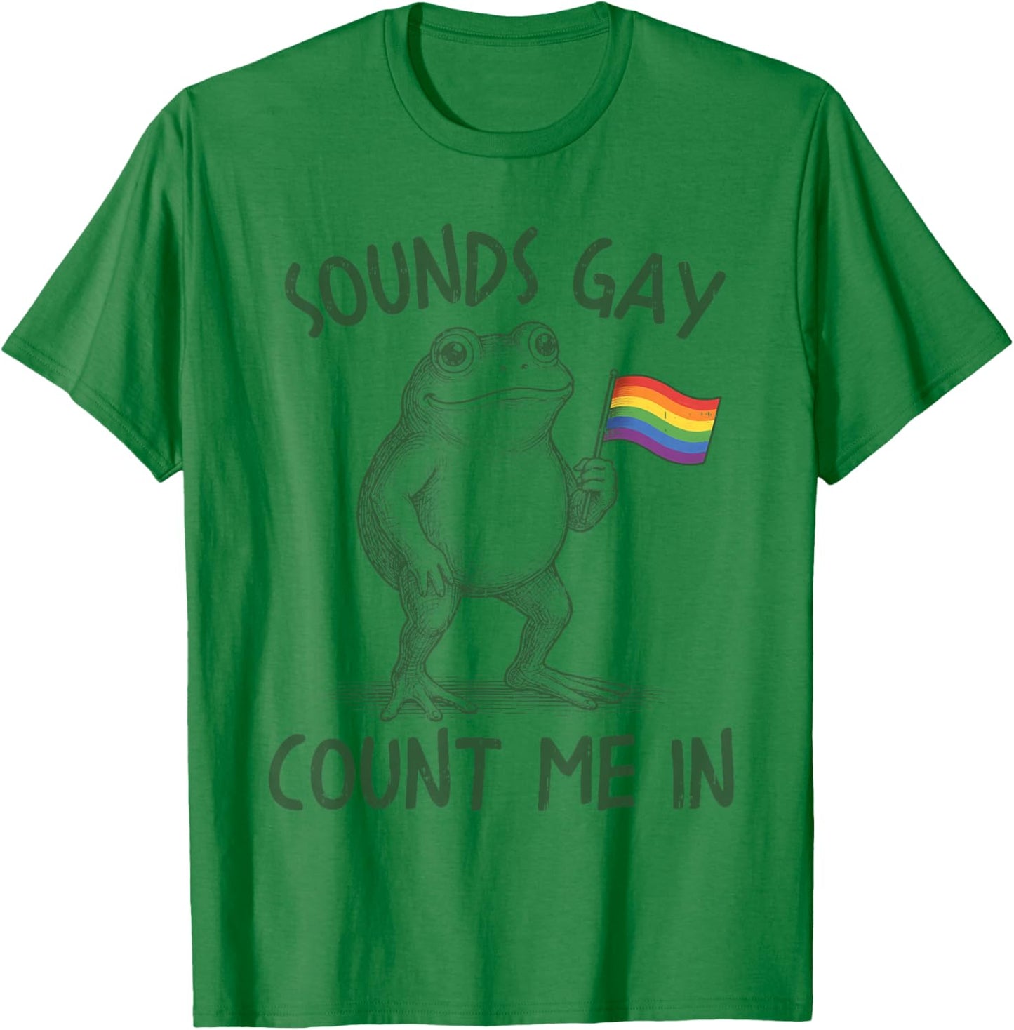 Sound Gay Count Me in LGBTQ Pride Month Frog Rainbow Flag T-Shirt - T-Shirt | Irish Green