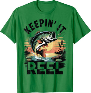 Kids Largemouth Bass Fishing-Shirt Keeping It Reel Boy Youth T-Shirt - T-Shirt | Irish Green