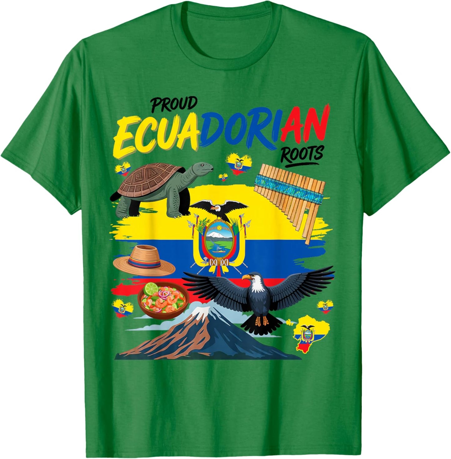 Ecuadorian Roots Outfit Idea for Kids Ecuador Flag Themed T-Shirt - T-Shirt | Irish Green