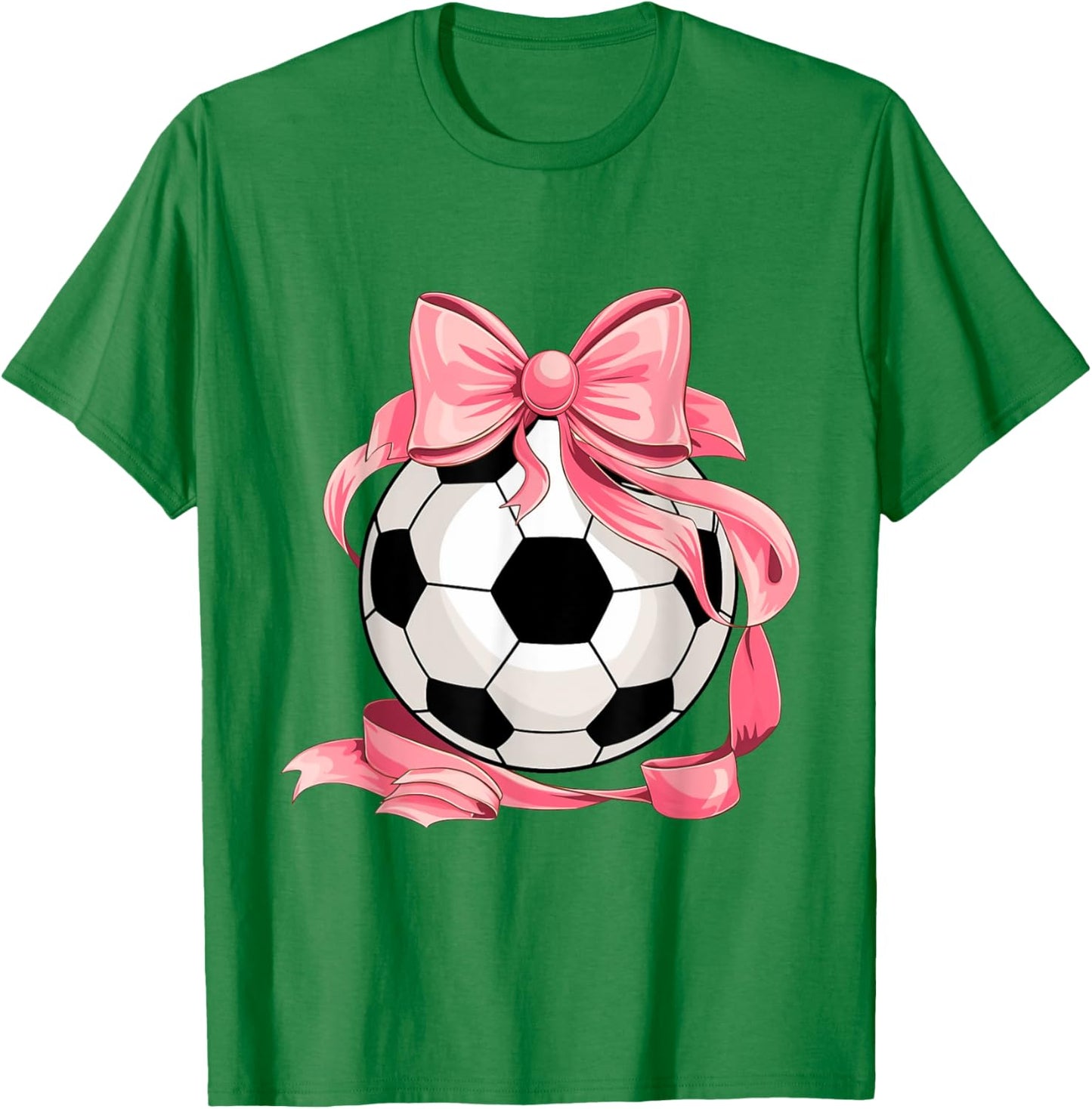 Cute Pink Bow Coquette Ball Soccer Girl Aesthetic Player Mom T-Shirt - T-Shirt | Irish Green