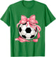 Cute Pink Bow Coquette Ball Soccer Girl Aesthetic Player Mom T-Shirt - T-Shirt | Irish Green