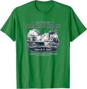 Battle of Hampton Roads 1862 Ironclad Civil War Monitor T-Shirt - T-Shirt | Irish Green