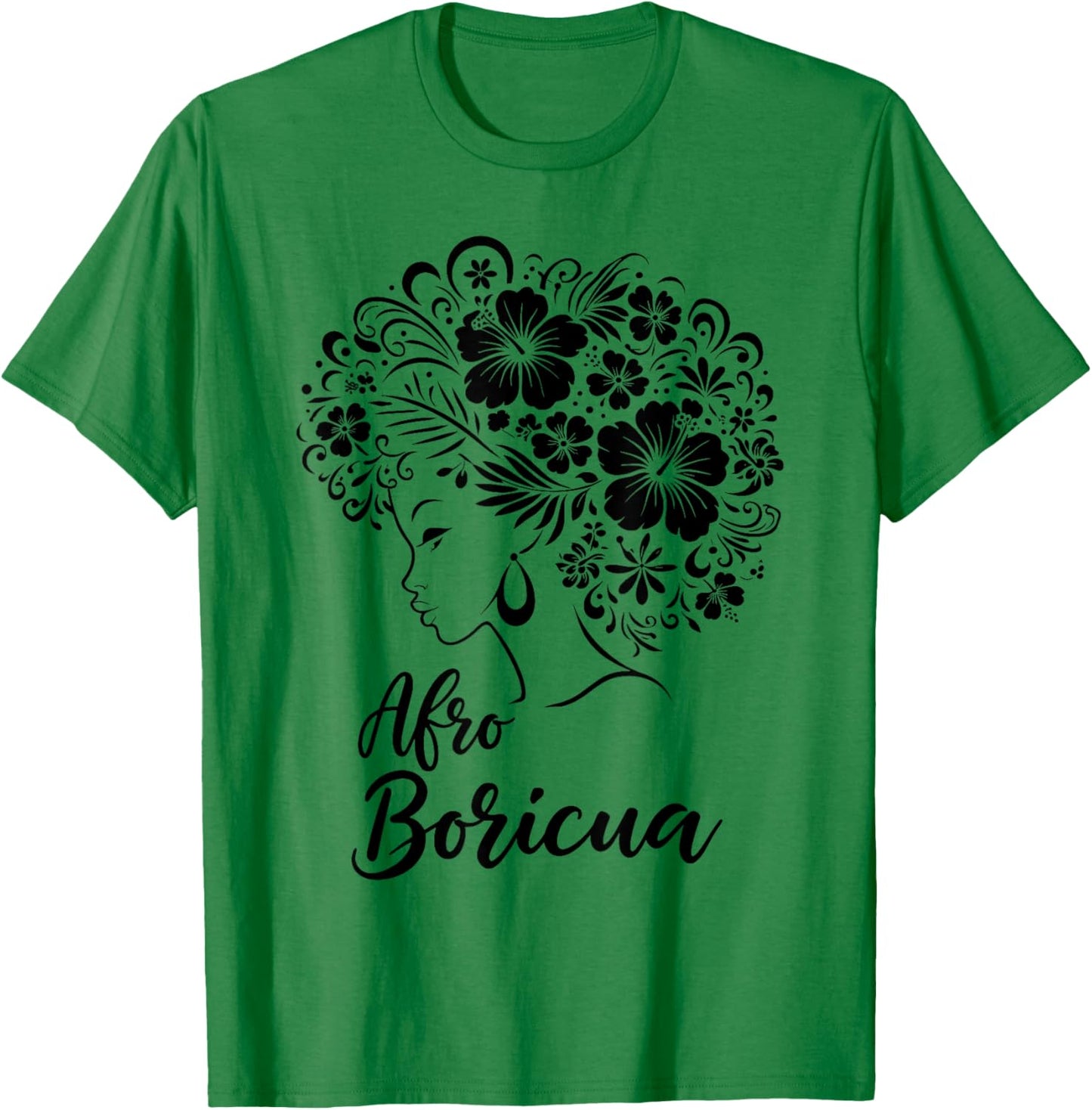 Afro Boricua Puerto Rican Pride Cute Latina Floral Hair T-Shirt - T-Shirt | Irish Green