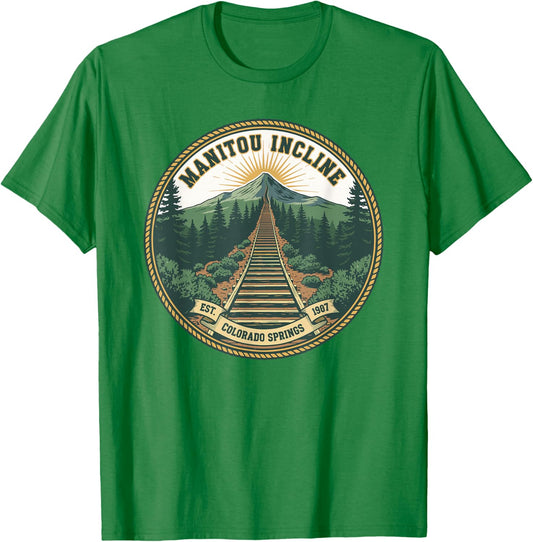 Manitou Incline Summit Club, Hiking Manitou Incline T-Shirt - T-Shirt | Irish Green