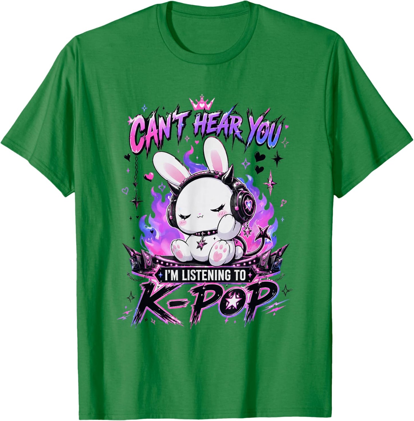 Kpop Rabbit K-pop Can't Hear You I'm Listening Kpop T-Shirt - T-Shirt | Irish Green