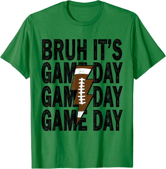Bruh It's Game Day Football Season Boys Teens Kids Men T-Shirt - T-Shirt | Irish Green