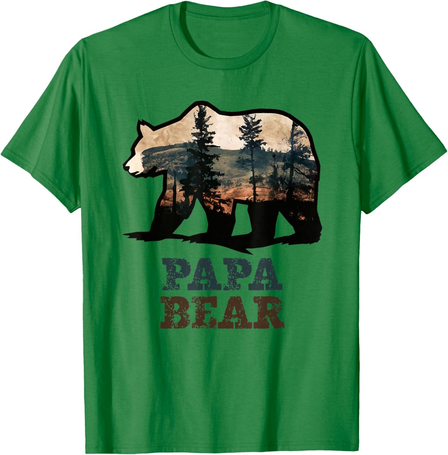Papa Bear Vintage Retro Funny T-Shirt - T-Shirt | Irish Green