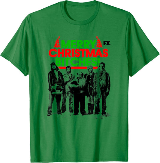 It's Always Sunny Merry Christmas from The Gang Holiday T-Shirt - T-Shirt | Irish Green