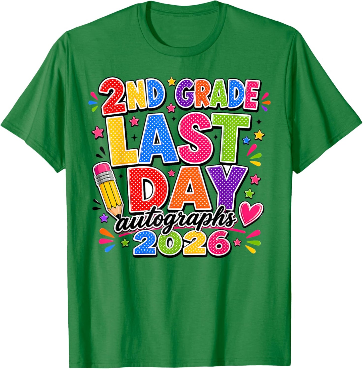 Last Day of School Autographs 2025-2026 2nd Grade Graduation T-Shirt - T-Shirt | Irish Green
